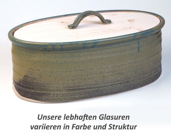 Brottopf – Oval, Keramik/Holz, eine Variante der Familiengröße