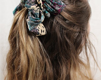 Scrunchie recycled Sari Boho | Hair Tie | Bohemian | Saree Hair Tie | Hairband | Silk | XXL | Eco Fashion |Sustainable Scrunchy |Hair Bobble