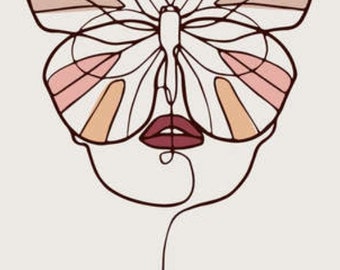 Abstract Poster With Minimal Woman Face With Happy Expression One Line ...