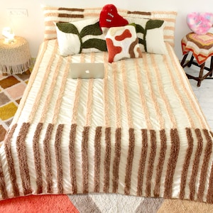 3-teiliger Bettbezug, Boho-Bettwäscheset, Bettbezug mit Kissen, Ivory Quilt-Bezug, komplettes Queen-King-Size-Bettwäscheset mit Reißverschluss