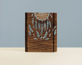 Personalized Gift | Dreamcatcher Wood Notebook | Luxury Notebook | Journal | Sketchbook | Wedding guestbook | Guestbook alternative wedding