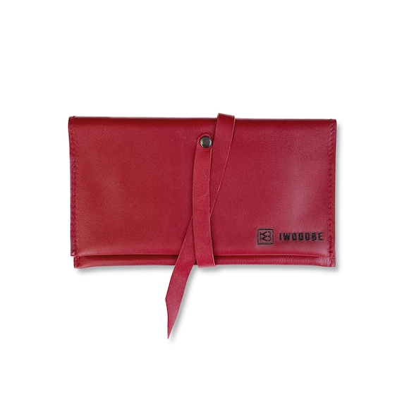 Red Leather Tobacco Pouch | Handmade Leather Case | Rolling Cigarettes Pouch  | Smokers Gift | Traveling Tabaco Bag | Soft Leather Red Bag