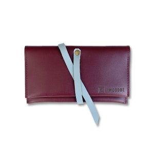 Bolsa de tabaco de cuero azul rojo / Caja de cuero hecha a mano / Regalo personalizado / Bolsa de cigarrillos / Regalo para fumadores / Bolsa de tabaco borgoña
