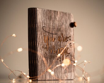 You Are Magic Handmade Wood Journal | Personalized Gift | Eco Friendly Notebook Journal | Book with Quote | Gift Idea | Custom Book Gift