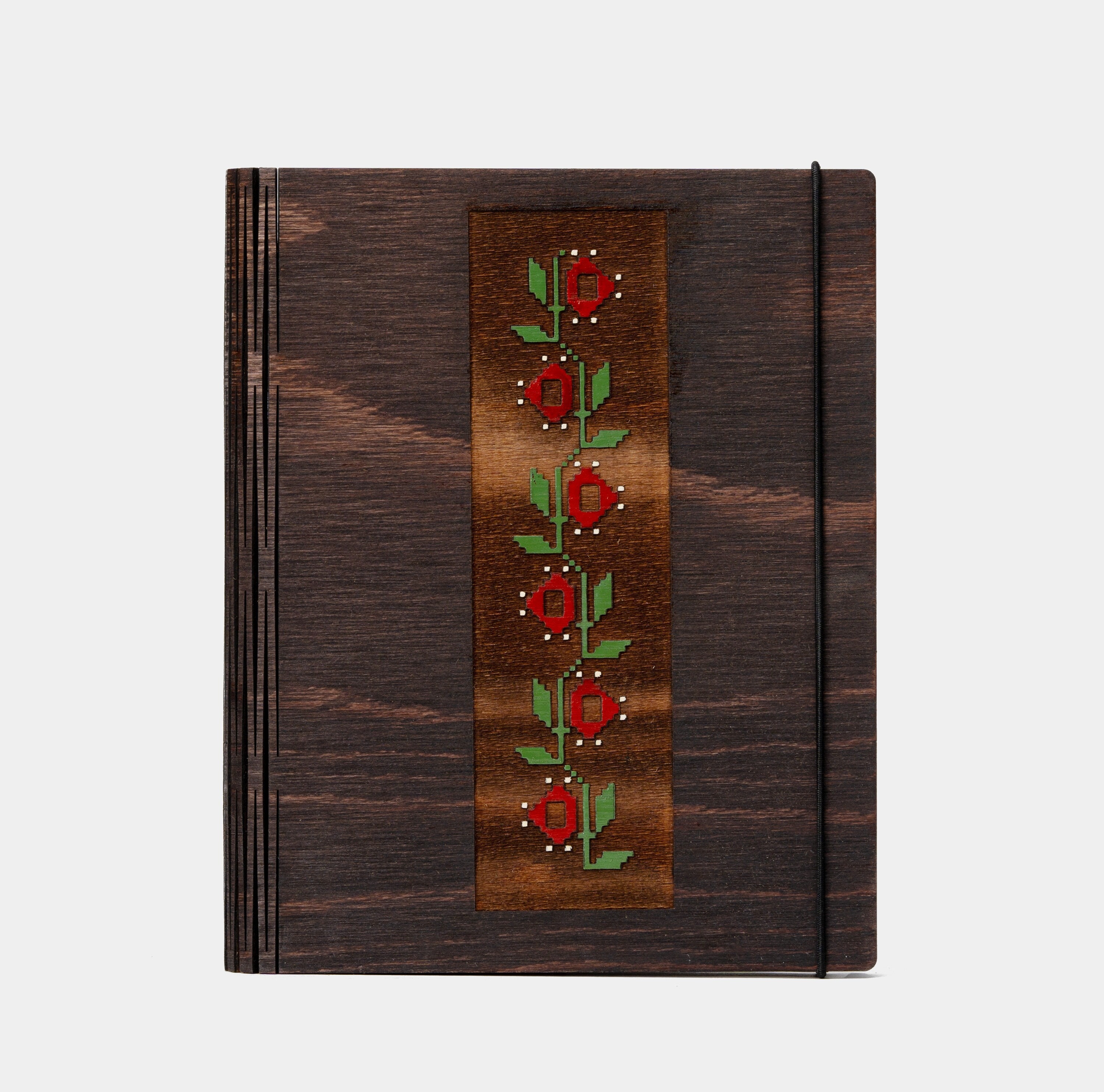 Traditional Pattern Roses Design Wooden Notebook | Personalized Rose Gift | Custom Notebook Journal Blank Pages | Recipe Book Gift For Mom