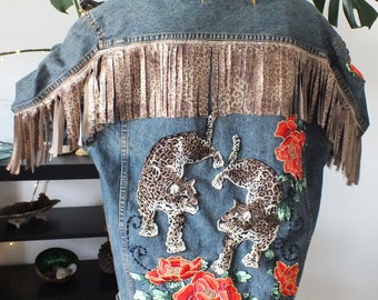 Boho Chic Denim Jacket Bohomian Hippie Embroidered Jacket - Etsy