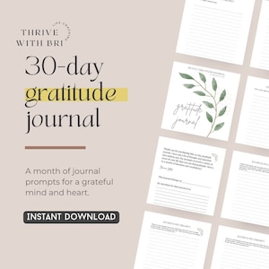 30-Day Gratitude Journal | Mindfulness Prompts | Reflection Writing