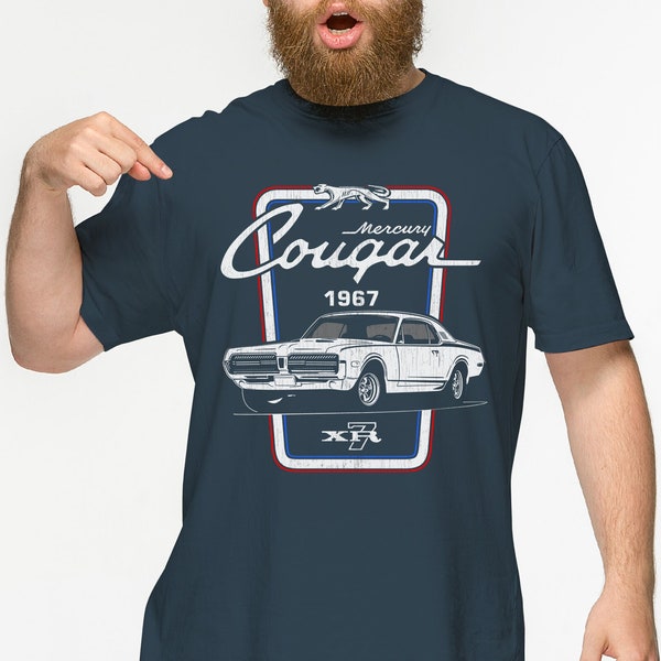 67-68 Ford Mercury Cougar XR7 Unisex T-Shirt, 1967 American Muscle Car Shirt, Classic Car for Men Tshirt, Car Enthusiast Tee, Christmas Gift