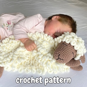 Lamb Lovey Häkelanleitung PDF | Baby Schmusetuch DIY | Anleitung für einen Amigurumi Snuggler | Babyparty Geschenkidee | Chunky Yarn Spielzeug