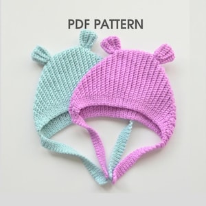 Crochet bonnet pattern, Seamless baby hat with bear ears, Advanced beginner guide, PDF + Video tutorial, 4 baby sizes