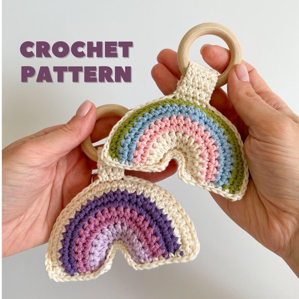 Rainbow baby rattle crochet pattern, crochet baby rattle pattern, rainbow baby pregnancy gift, crochet rainbow teether, easy pdf pattern