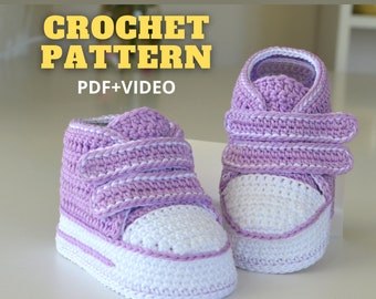 Crochet baby shoe pattern, boy girl infant sneakers, newborn soft sole booties, handmade baby shower gift, coming home outfit, pdf download