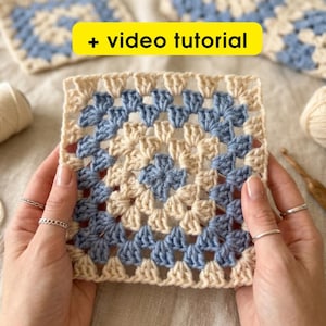 Basic Granny Square Crochet Pattern PDF, Baby Blanket Planner + Video