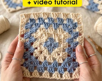 Basic Grandma Square Häkelanleitung PDF, Baby Blanket Planer + Video