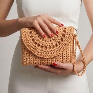 Crochet Raffia Clutch Bag Pattern, Boho Summer Purse (PDF Pattern)