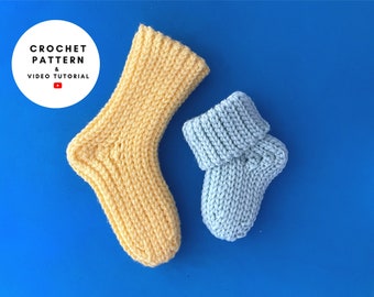 Crochet socks easy pattern,  baby boy girl socks unisex 3 sizes up newborn to 12 months, easy DIY baby gift, pregnancy announcement idea