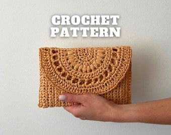 Сrochet bag pattern, raffia straw clutch woman, crochet purse small raffia bag, small handbag, cell phone case, summer outfit
