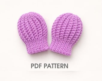 Crochet Baby Mittens Pattern PDF – No Scratch Thumbless Mittens for Newborn, Easy Beginner Pattern (4 Sizes)