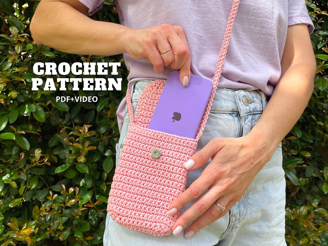 Slowslowly■Fruits Crochet Cell Phone Bag スマホバッグ EASY Crochet Phone Bag, Cell Phone Hobo Bag, Crocc Body