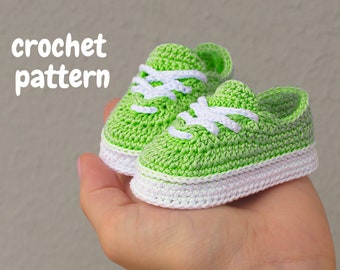 Patron chaussures bébé au crochet, chaussons bébé fille garçon 4 tailles, baskets cadeau baby shower, idée cadeau grossesse, vêtements bébé nouveau-né DIY