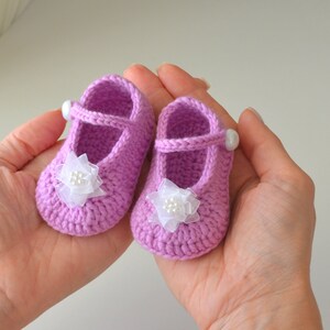 Mary Jane häkeln Babyschuhe Muster, 3 Größen Neugeborene Mädchen weiche Sohle Kinderbett Schuhe, Taufe Schuhe, DIY Enkelkind Geschenk, wie man häkelt Bild 8