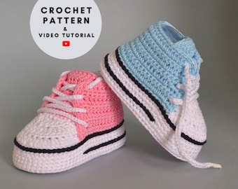 Crochet pattern baby booties, crochet baby shoe sneakers, crochet baby shoes pattern, newborn baby gift idea, baby shower gift infant