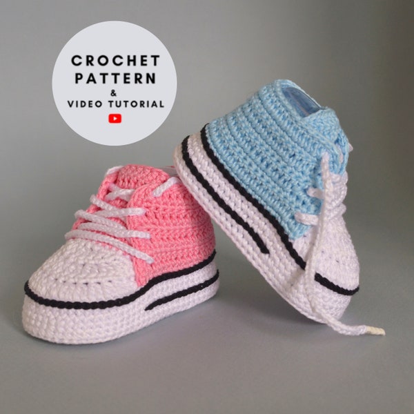 Crochet pattern baby booties, crochet baby shoe sneakers, crochet baby shoes pattern, newborn baby gift idea, baby shower gift infant