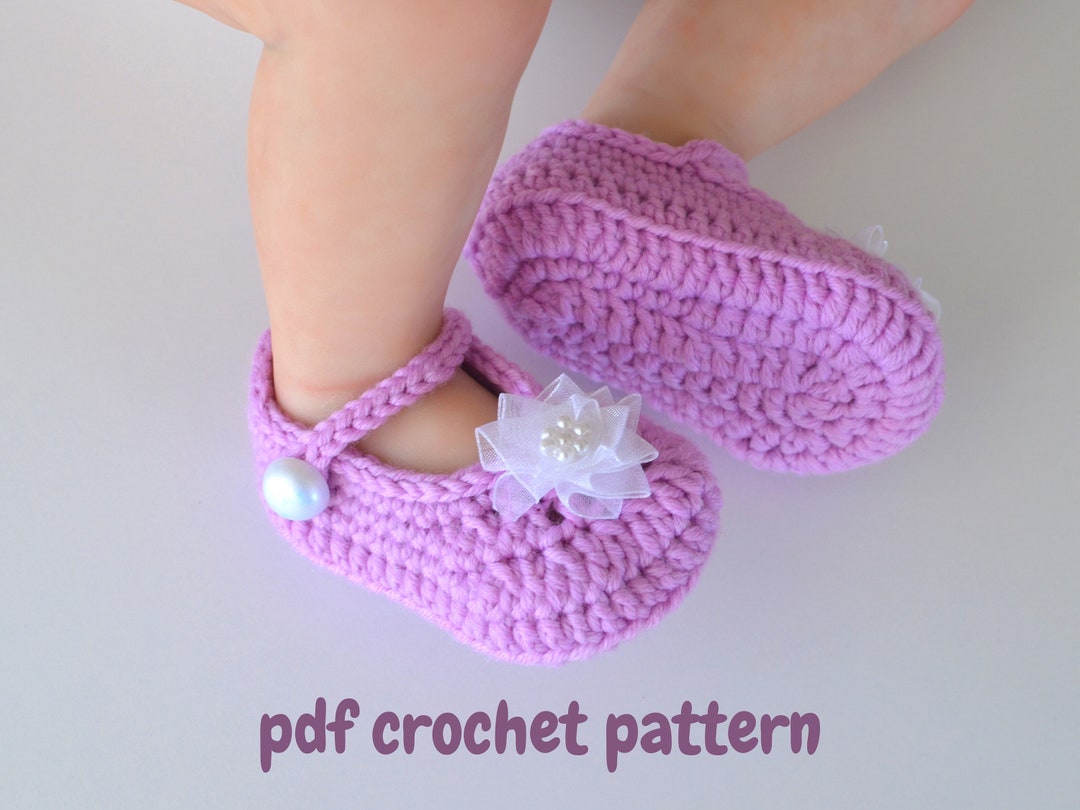 Mary Jane Crochet Baby Shoes Pattern, 3 Sizes Newborn Girl Soft Sole