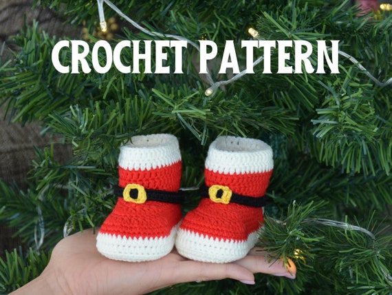 Santa Red Baby Booties Crochet Pattern Newborn Christmas Shoes Xmas Baby Shower Gift Idea Winter Baby Announcement Gift Etsy