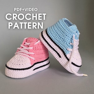 Crochet Baby Shoes Pattern PDF + Video Tutorial | Baby Booties | Baby Shower Gift | Newborn Present | DIY Baby Sneakers Crochet Pattern