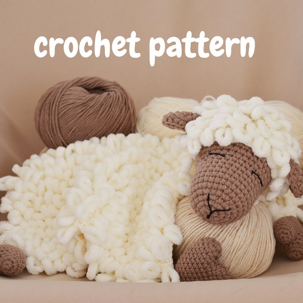 Baby lovey crochet pattern, lamb baby security blanket handmade, comforter sheep first soft toy, amigurumi pattern, baby boy girl gift