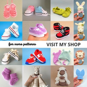 Crochet pattern baby booties, crochet baby shoe sneakers, crochet baby shoes pattern, newborn baby gift idea, baby shower gift infant image 9
