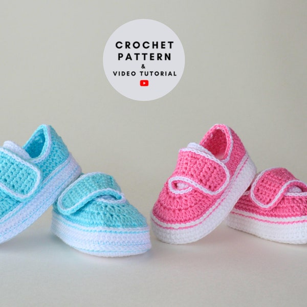 Patrons au crochet chaussons bébé, chaussures bébé fille garçon 4 tailles, baskets au crochet cadeau baby shower, modèle chaussure bébé au crochet, cadeau bébé personnalisé