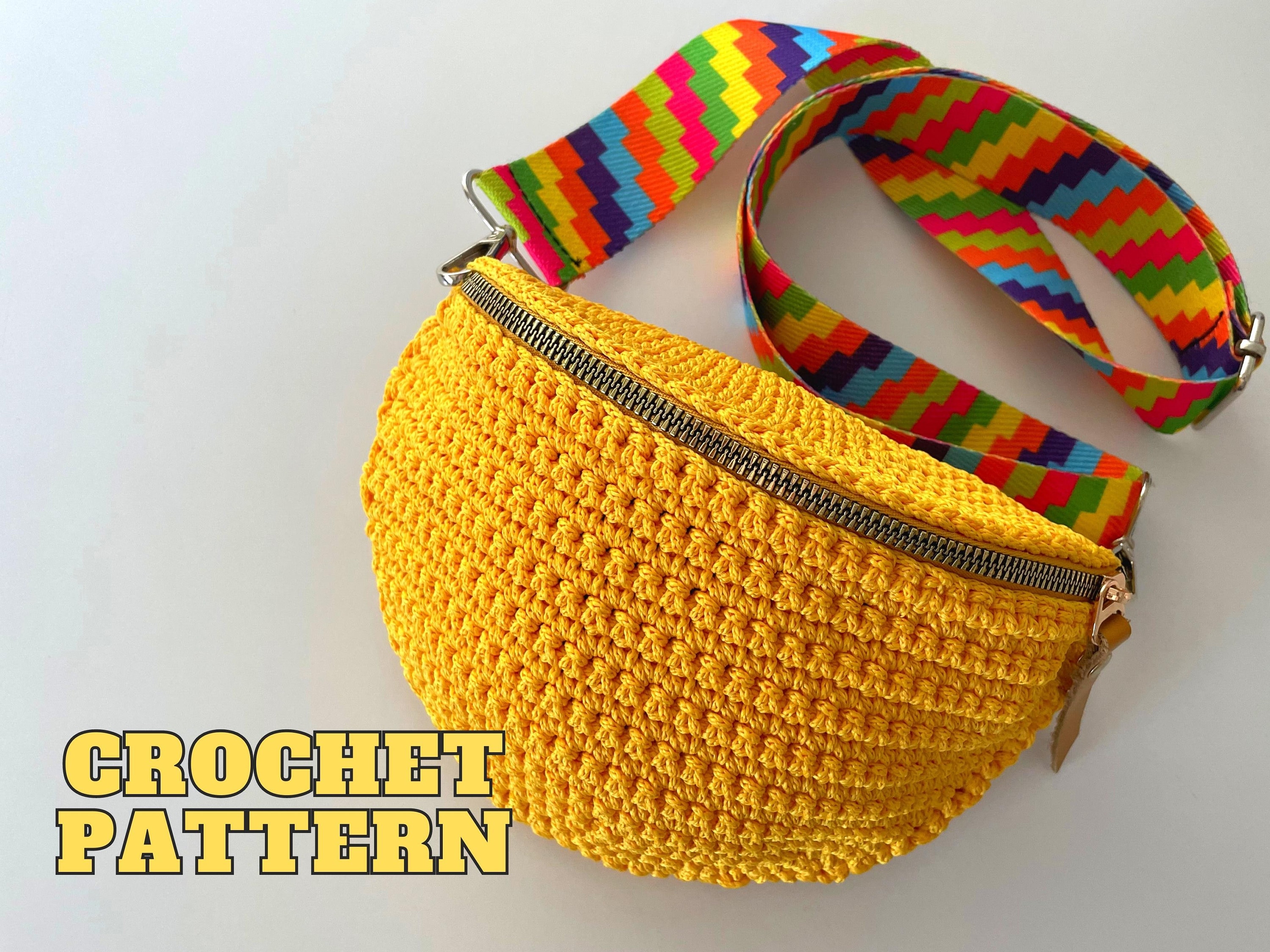 Crochet sling bag pattern, spring cross body purse, bum bag unisex, minimalist festival handbag