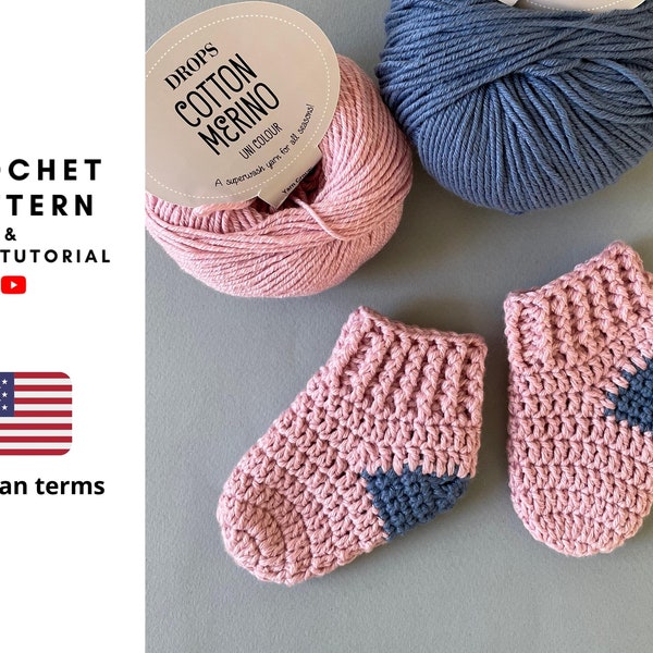 Baby socks crochet pattern for 0-3 months, easy crochet pattern, diy gift for baby, cute little socks
