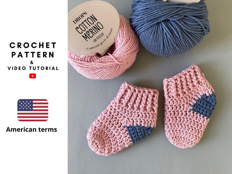 Baby socks crochet pattern for 0-3 months, easy crochet pattern, diy gift for baby, cute little socks image 1