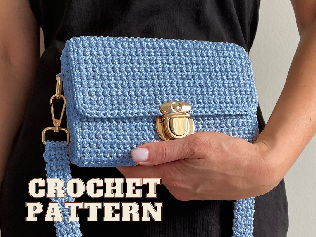 Crochet Crossbody Bag Pattern, Woman Tote Bag Aesthetic, Mini Shoulder  Messenger Bag, Baguette Clutch, Beginner Friendly DIY Gift for Her