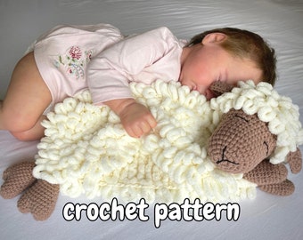 Crochet lovey PDF pattern | amigurumi snuggler | lamb security blanket | DIY baby shower gift | chunky crochet animals video tutorial