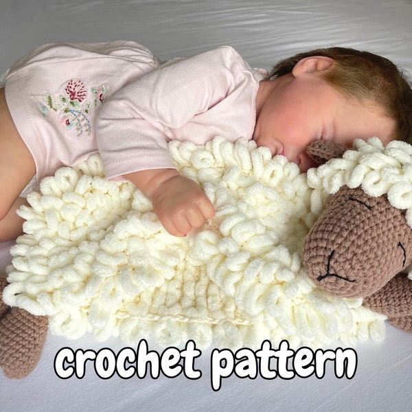 Crochet lovey PDF pattern | amigurumi snuggler | lamb security blanket | DIY baby shower gift | chunky crochet animals video tutorial