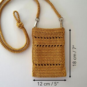 Crochet crossbody bag PATTERN, cute cell phone pouch, crochet mini purse, mobile phone case, easy pattern PDF, raffia bag pouch image 5