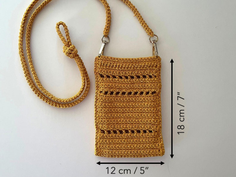 Crochet crossbody bag PATTERN, cute cell phone pouch, crochet mini purse, mobile phone case, easy pattern PDF, raffia bag pouch image 5