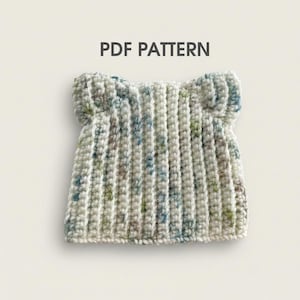 Gehaakt mutsje kattenoor pdf, geribbelde beanie, videotutorial voor pasgeborenen tot 24 maanden voor beginners