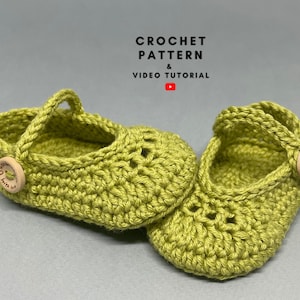 Crochet baby girl shoes pattern, infant Mary Jane shoes, 3 sizes newborn soft sole crib booties, DIY baby shower gift, pdf instant download