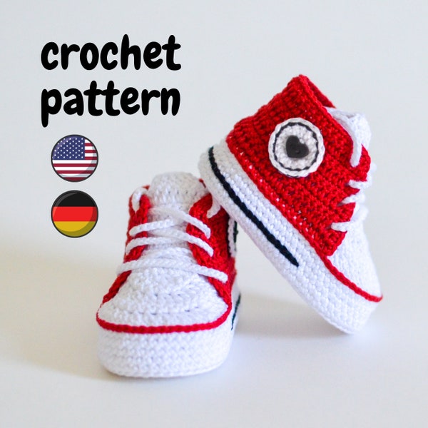 Baby Schühchen Häkelanleitung, Baby Junge Mädchen Booties, Turnschuhe, Neugeborenes Babygeschenk, Baby-Dusche-Geschenk, erste Babyschuhe, Mode Säuglingskleidung