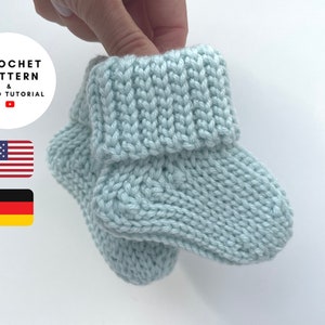 Gehaakte babysokjes patroon beginner, warme wintersokken pasgeboren baby meisje jongen unisex 3 maten groter pasgeboren tot 12 maanden, gemakkelijk DIY babycadeau