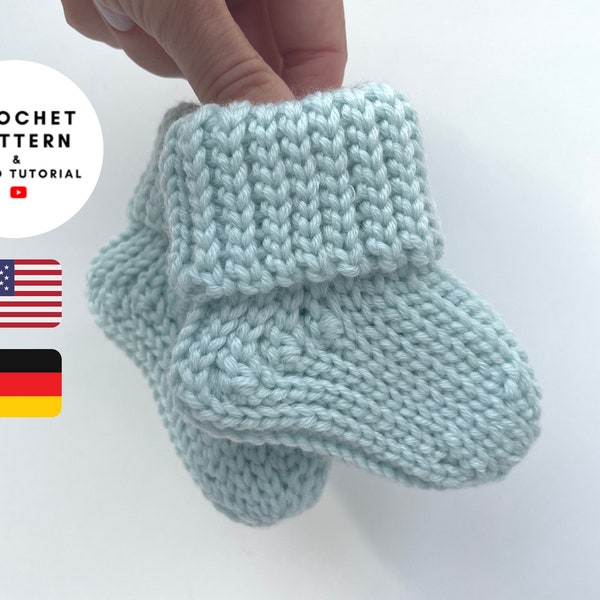 Crochet baby socks pattern beginner, warm winter socks newborn baby girl boy unisex 3 sizes up newborn to 12 months, easy DIY baby gift