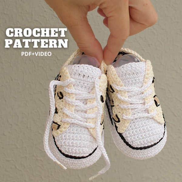 CROCHET baby shoes booties PATTERN 4 sizes, leopard print sneakers newborn