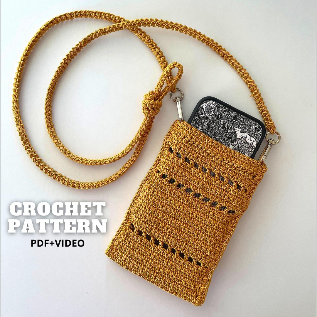 Crochet Crossbody Bag PATTERN, Cute Cell Phone Pouch, Crochet Mini