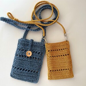 Crochet crossbody bag PATTERN, cute cell phone pouch, crochet mini purse, mobile phone case, easy pattern PDF, raffia bag pouch image 3