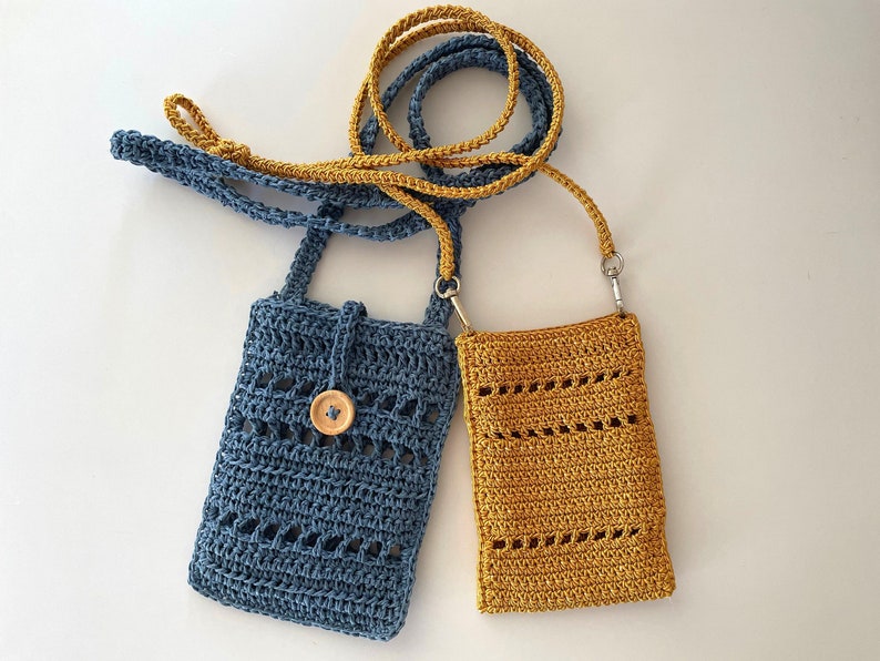 Crochet crossbody bag PATTERN, cute cell phone pouch, crochet mini purse, mobile phone case, easy pattern PDF, raffia bag pouch image 3